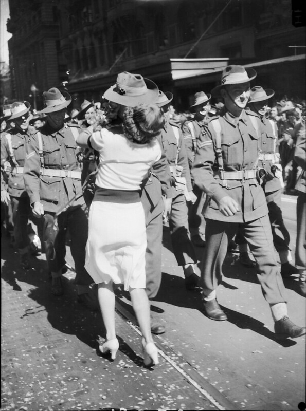 A kiss interrupts the march, 1943