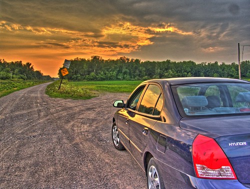 sunset car hdr