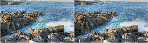 louisbourg novascotia coast sea surf waves rocks atlanticocean atlanticcanada maritimes capebreton shore water canada 3d stereophotography stereoscopic