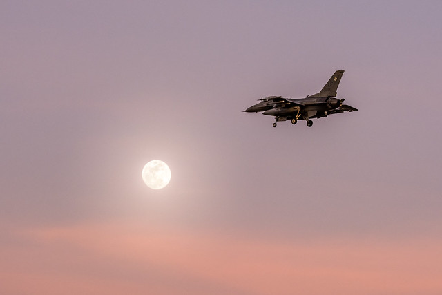 F16 crossing full moon