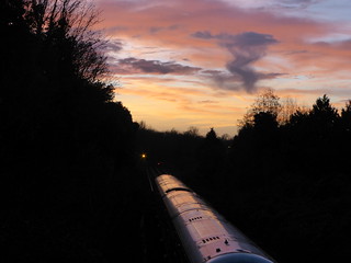 Train at sunset in Faversham (P1120213)