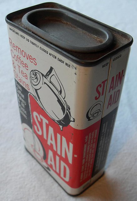 1960s STAIN AID vintage detergent metal tin canister 2