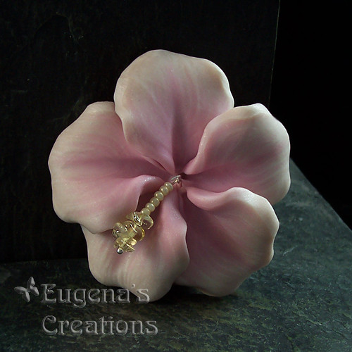 Hibiscus Flower, Hand-Sculpted Polymer Clay Bead
