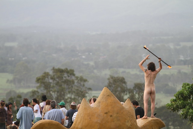 Woodford New Year's Dawn 2010 Naked Fire Twirling