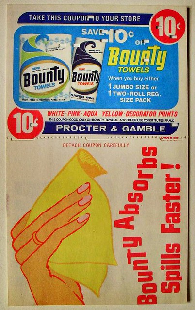 1960s Bounty Paper Towels 1962 VINTAGE COUPON with illustration