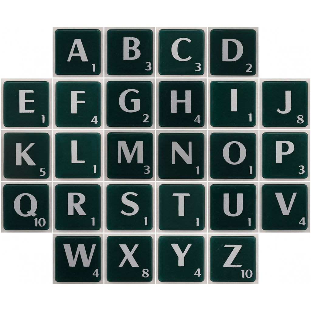 Scrabble letter tiles