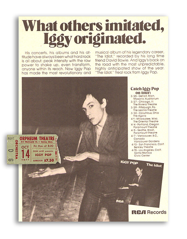 compileren Egomania Bedenken 1977 Iggy Pop Ticket Stub Creem Magazine Ad The Idiot | Flickr