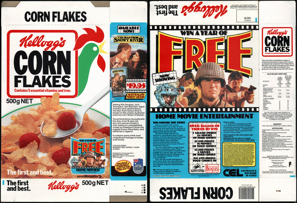 Australia - Kellogg's - Corn Flakes - Free Home Movies - cereal box - ...