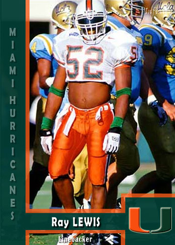 RAY LEWIS MIAMI HURRICANES 8X10 SPORTS ACTION PHOTO (A)