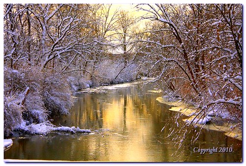 park winter ohio snow cold reflection ice water sunrise national valley cuyahoga akron cuyahogariver cvnp