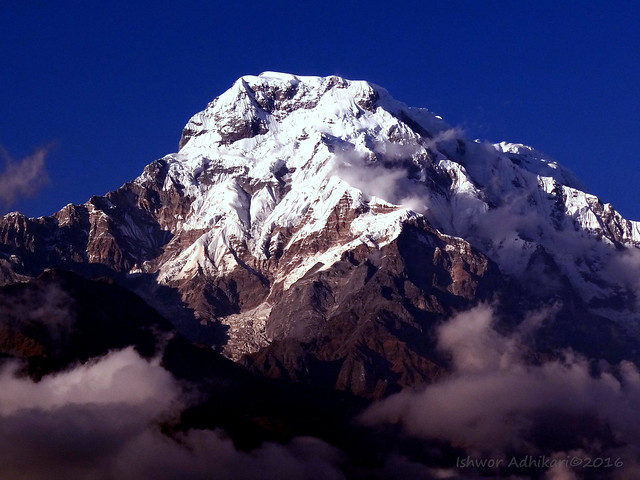 Close view of Mt. Annapurna South 8,091 m (26,545 ft)