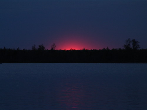 Red Eye by Josh_G, sunset sky sun lake water skyline wisconsin shoreline horizion lakemary sonydscf828