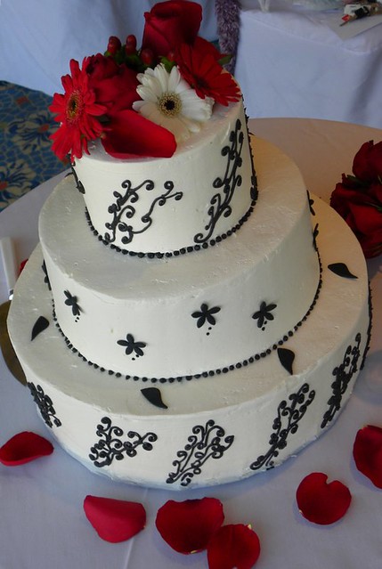 Black White & Red Wedding Cake: Carolina Cakes & Confections, Wilmington, NC