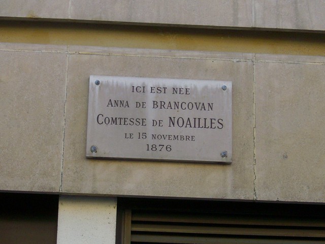 Maison natale d’Anna de Noailles (1876-1933) – 22 rue de la Tour Maubourg, Paris VIIe