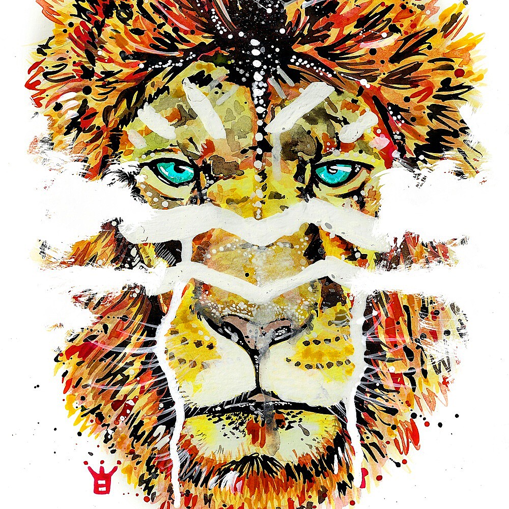 León en acuarela, watercolor lion
