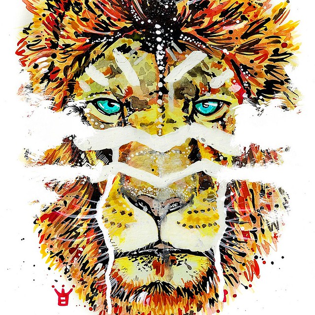 León en acuarela, watercolor lion