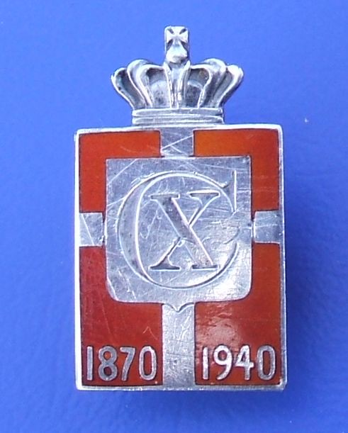 1940 Georg Jensen King Christian X 70th Birthday Silver & Enamel Pin Badge #B149 