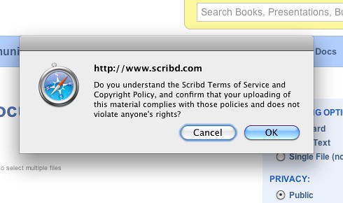 Scribd Terms of Service confirmation box | Vollmer | Flickr