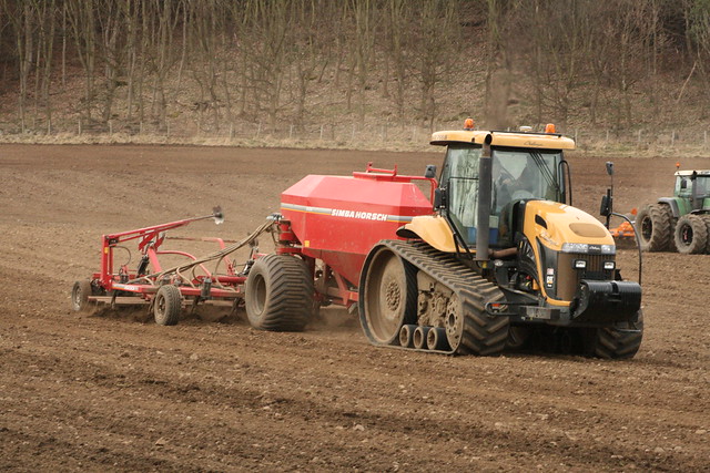 Challenger MT765B sowing crops near the B924 .