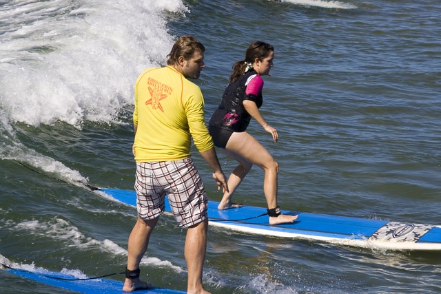 Surfing at Hanalei Bay