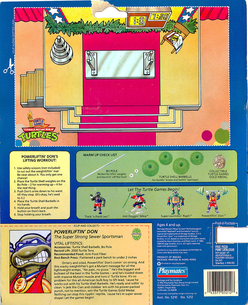 "TURTLE GAMES" TEENAGE MUTANT NINJA TURTLES :: POWER LIFTIN' DON ..card backer ii (( 1992 )) by tOkKa