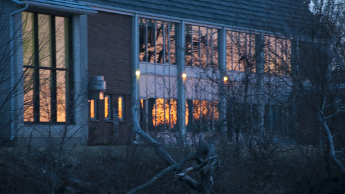 windows building church sunrise reflections