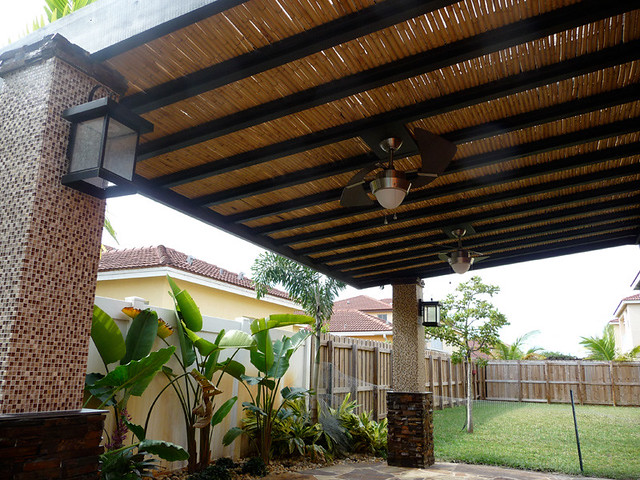 Custom Bamboo Pergola With Built In Ceiling Fans Bamboo Ce