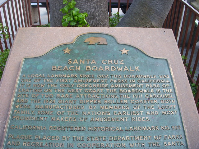 Santa Cruz Beach Boardwalk Historical Marker