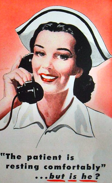 1940s NURSE illustration vintage advertisement aspirin