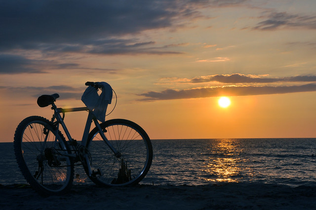 Bike and Beach and a Summer Sunset