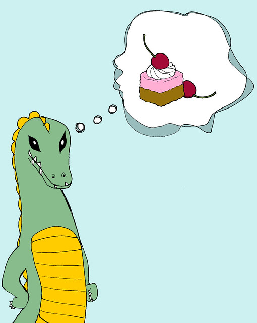 Godzilla Thinks About Cherry Cake