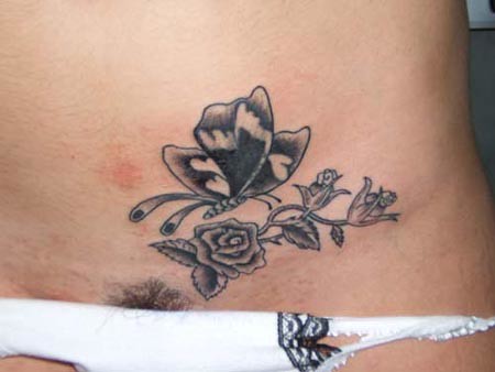 flower tattoo groin