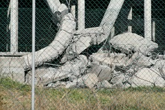Collapsed rings lying at the foot of the Athlone Power Station's Cooling Towers