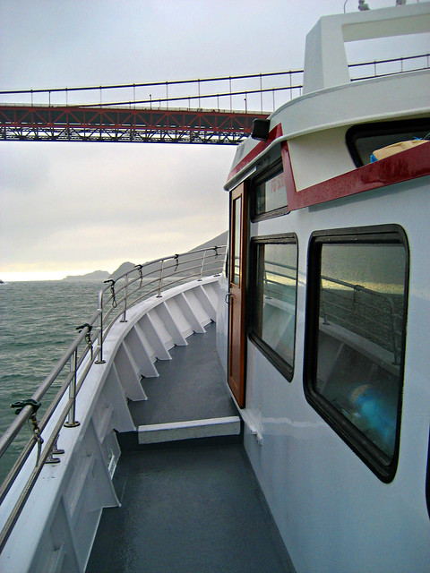Boat approaching the Golden Gate
