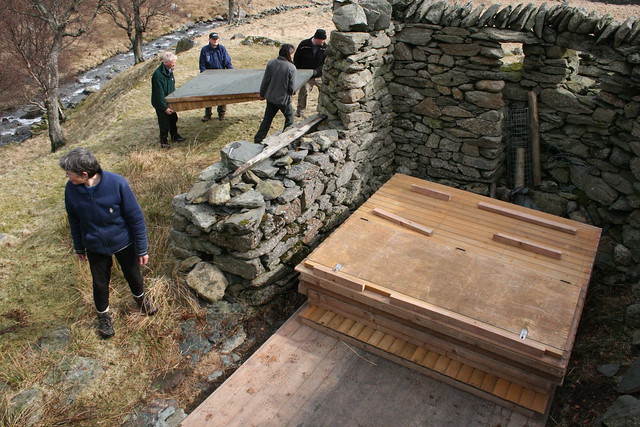 Putting up the eagle hide hut