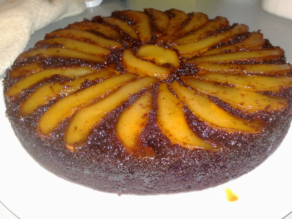Upside-down Pear Chocolate Cake