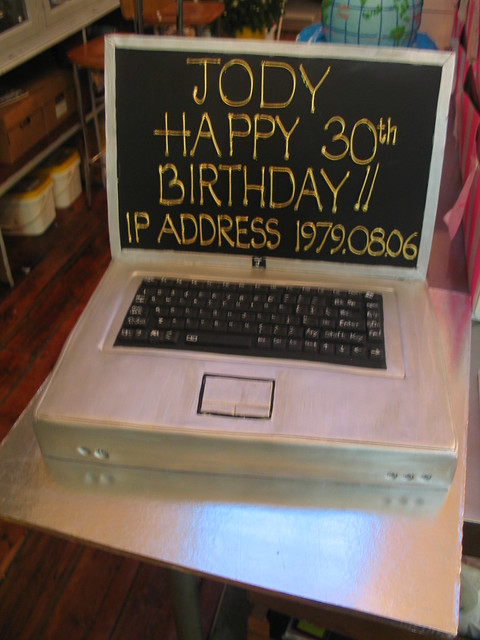Laptop computer birthday cake
