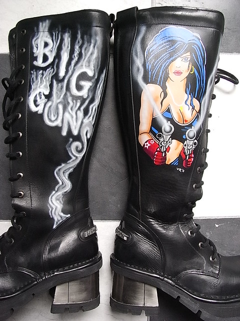 Hand Painted New Rock Leather Boots