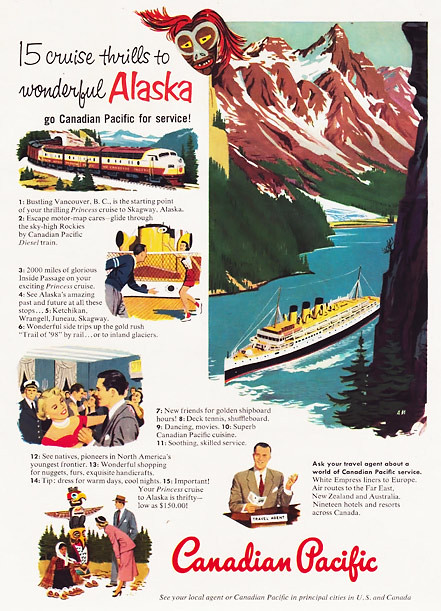 Vintage 1950s Canadian Pacific Alaska Cruise advertisement
