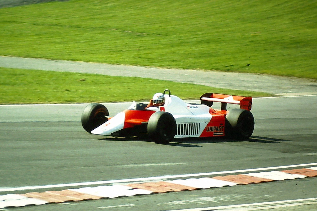 Niki Lauda - Mclaren MP4B - climbs up to Druids Bend during practice for the 1982 British Grand Prix, Brands Hatch
