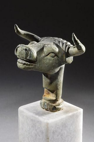 Celtic bulls head , 5th Century BC.In Gaulish, taruos means 