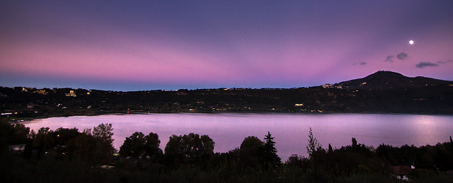 Moonrise over lake Albano