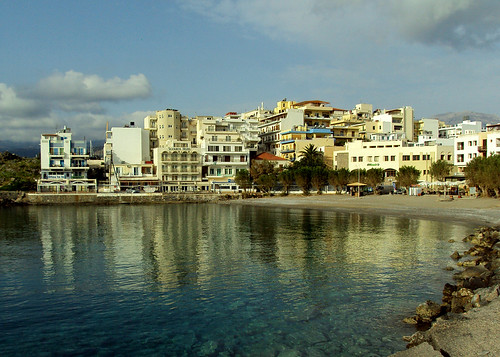 Kitroplatia Beach at Agios Nikolaos, a coastal town on the Greek island of Crete