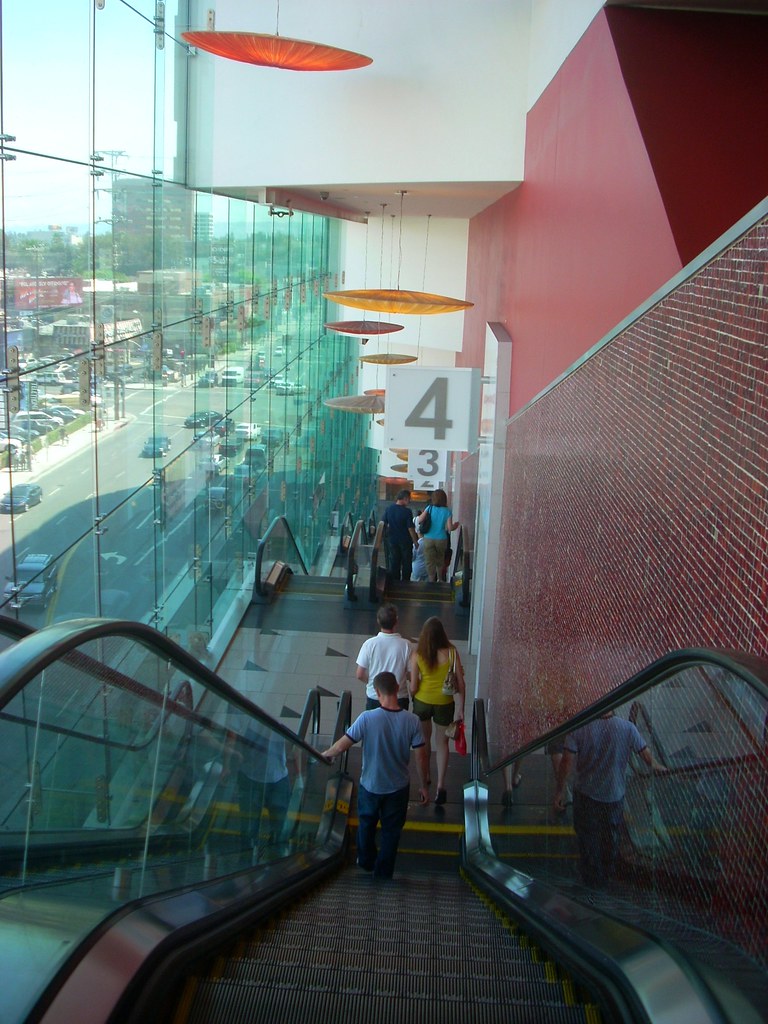 Beverly Center's glass escalator, The Beverly Center is an …