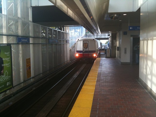 SkyTrain arriving at 29th Avenue Station
