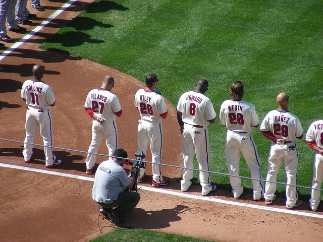 phillies lined up for national anthem