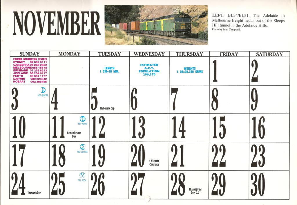 1996ATC0025 November page 1996 Australian Trains Calendar Flickr