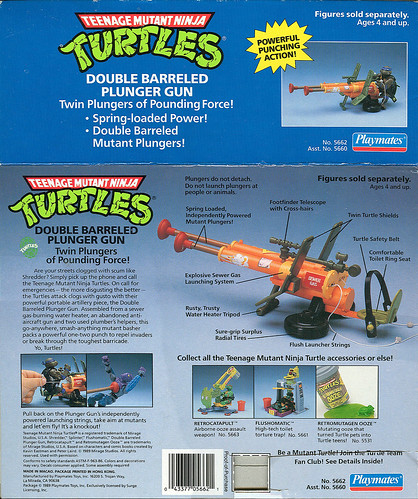 Teenage Mutant Ninja Turtles :: DOUBLE BARRELED PLUNGER GUN .. box ii (( 1989 )) by tOkKa