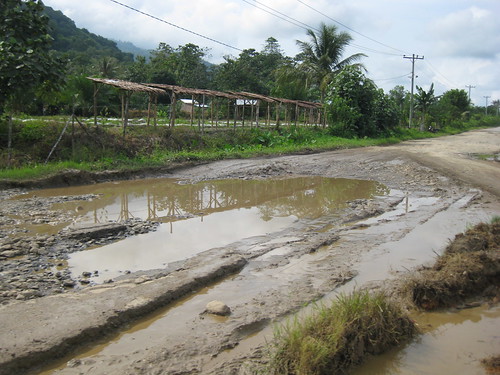 road broken roads indonesian