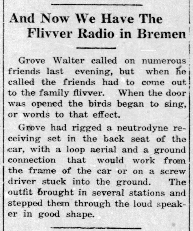 1924 - Grover Walter car radio - Enquirer - 12 Jun 1924